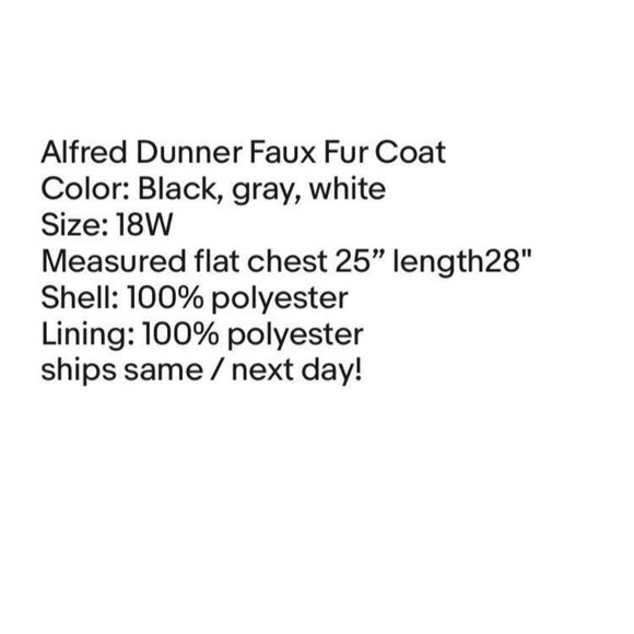 ALFRED DUNNER Grey Black Animal Print Faux Fur Coat 3/4 Sleeve Jacket Plus 18W - Picture 8 of 8